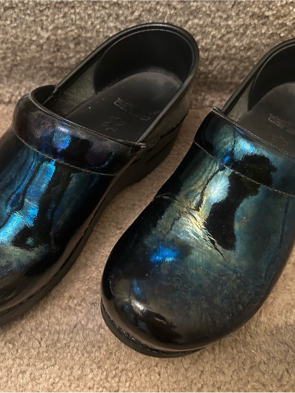 Dansko Iridescent Blue Slip-On Clogs size 37